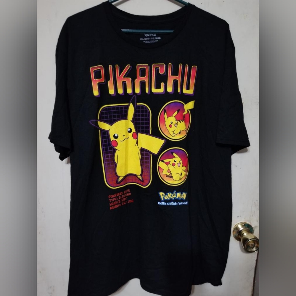 POKEMON Black Gotta Catch 'Em All T-Shirt Men's Large Pikachu Characters 2XL